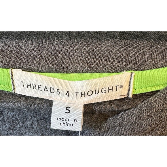 Threads 4 Thought Sweatshirt Small Gray 1/4 Zip Long Sleeve Feather Fleece NEW - Picture 5 of 13